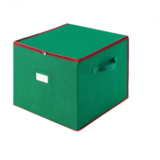 Christmas Ornament Storage Chest Holds 75 Balls w/ Dividers, Green Santa claus image 0