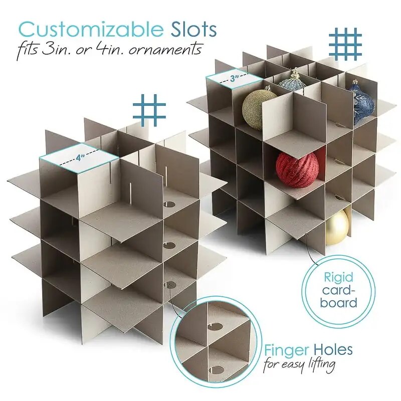 Christmas Ornament Storage Box With Adjustable Dividers, For 128 Holiday Orname image 3