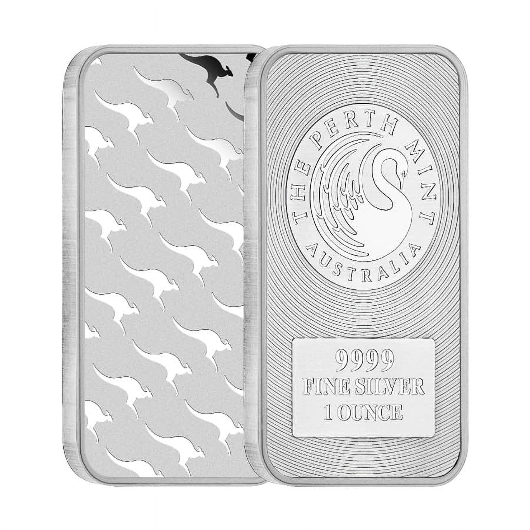1 oz Australia Perth Mint Silver Kangaroo Bar .9999 Fine image 1