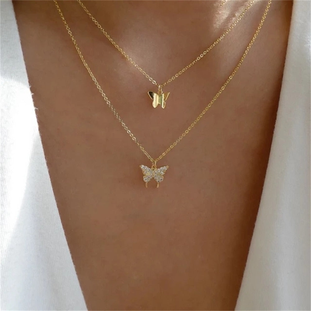Bls-miracle Fashion Gold Color Heart-Shaped Necklace For Women Trendy Multi-Lay image 3