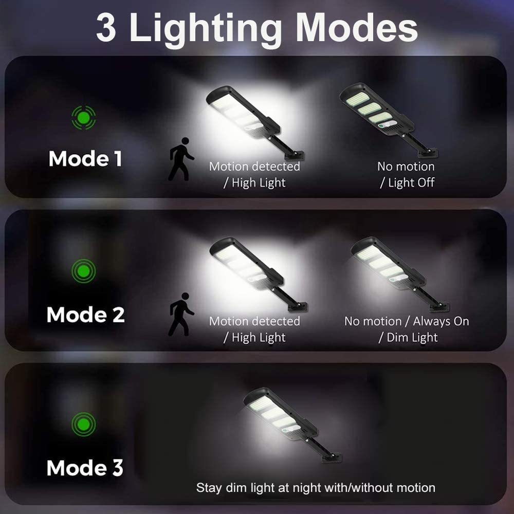 2Pcs 213LED Solar Street Lights Solar Lights Outdoor 3 Light Mode Waterproof Mo image 2