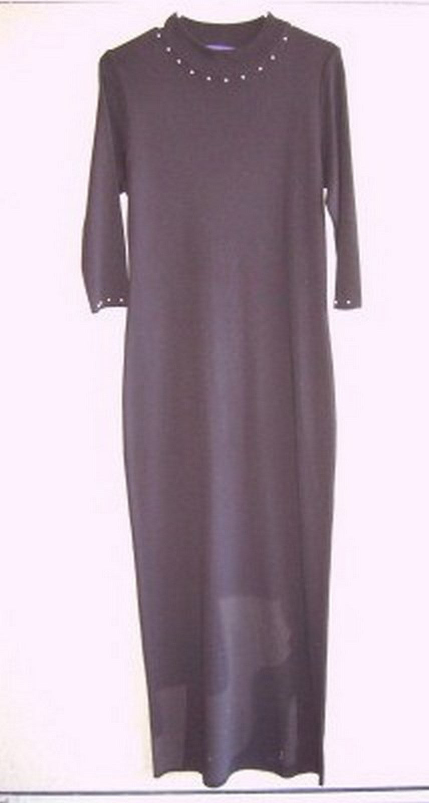 Aurora Women Dress Knit Black Lite Long Sleeve Full Length Size L image 3