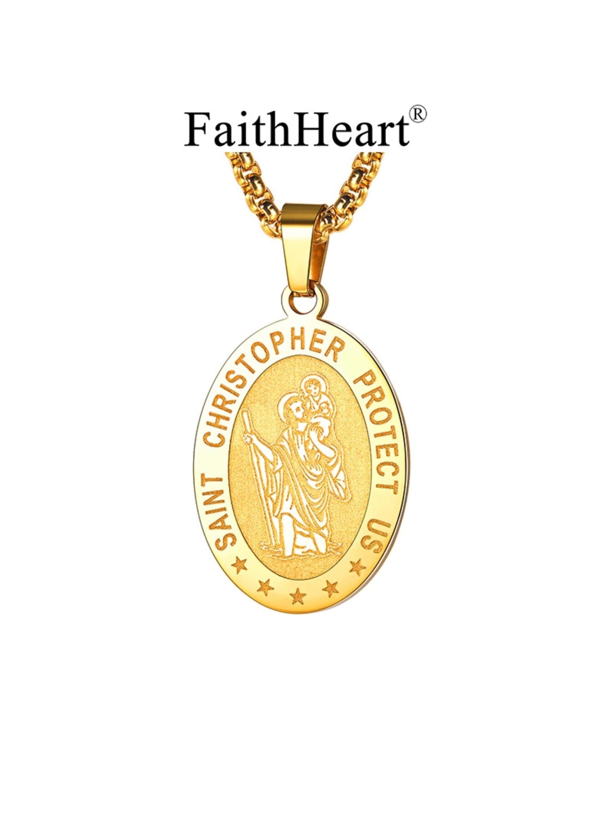 FaithHeart Saint Christopher Necklace for Men Women Stainless Steel/Gold/Black  image 8