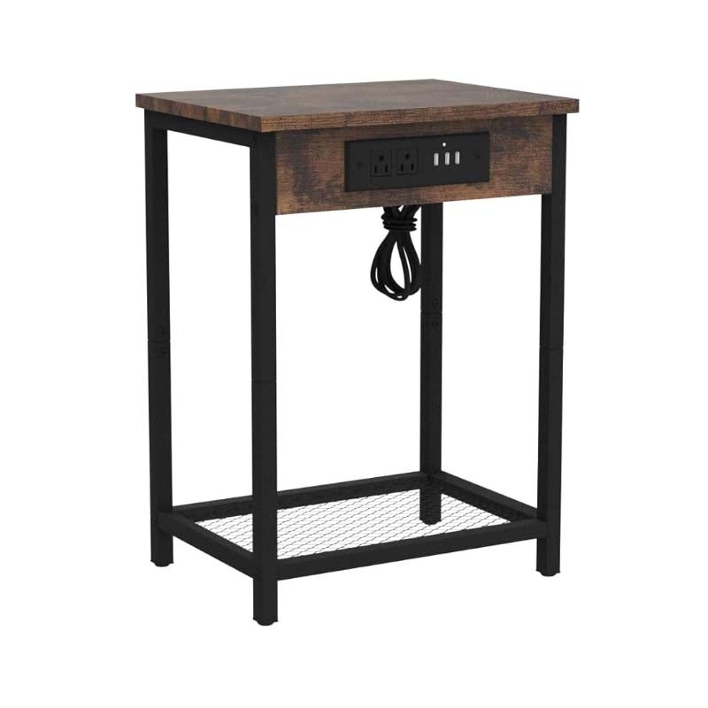 Nightstand with Charging Station Bedroom End Side Table with USB Ports  outlets image 6