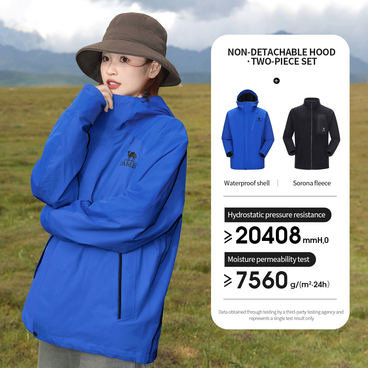 GOLDEN CAMEL Outdoor Hiking Jackets for Men Three-in-One Waterproof Fleece Jack image 1