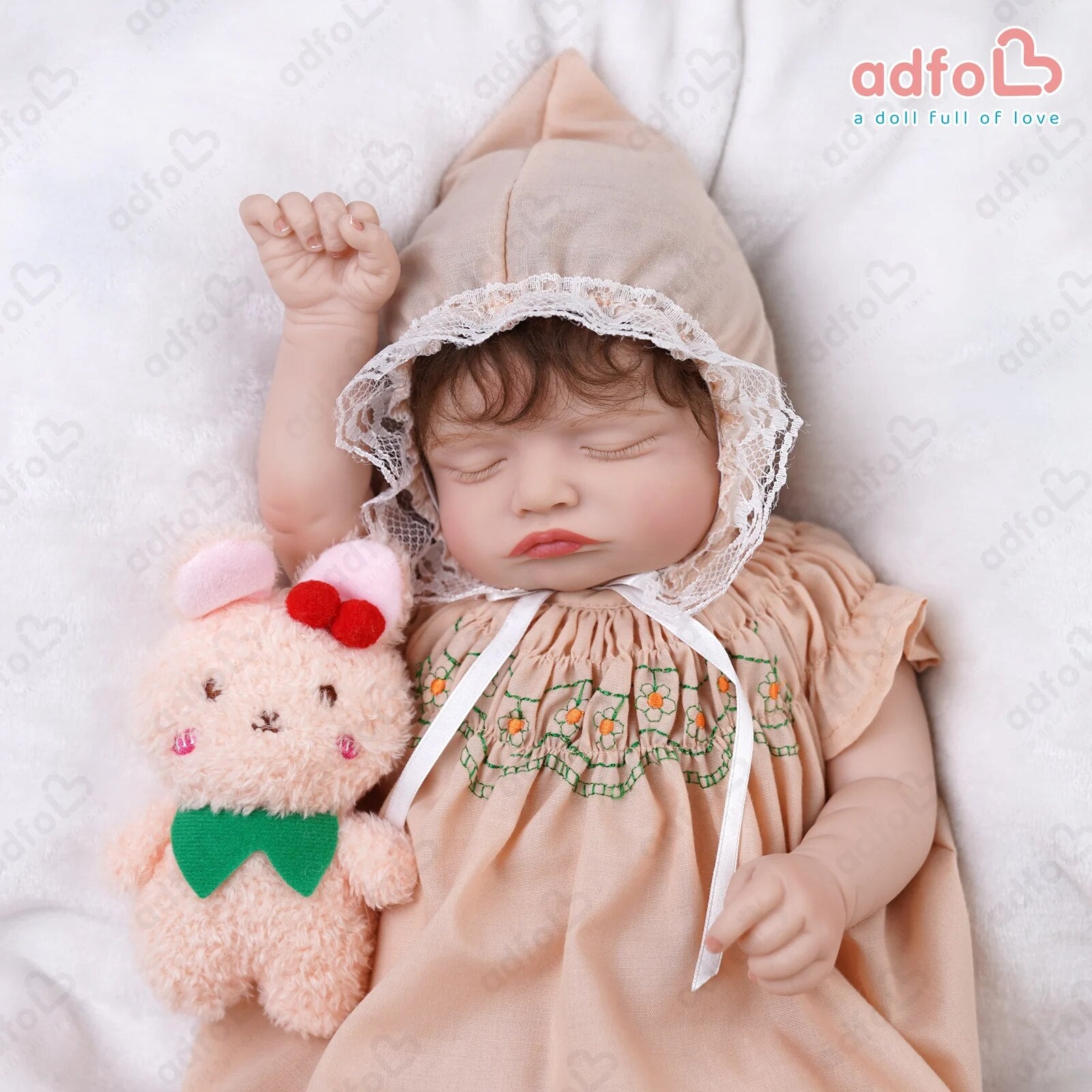 ADFO 51cm Bebe Reborn Dolls Sleeping Rosalie with Rooted Eyelashes Lifelike New image 7