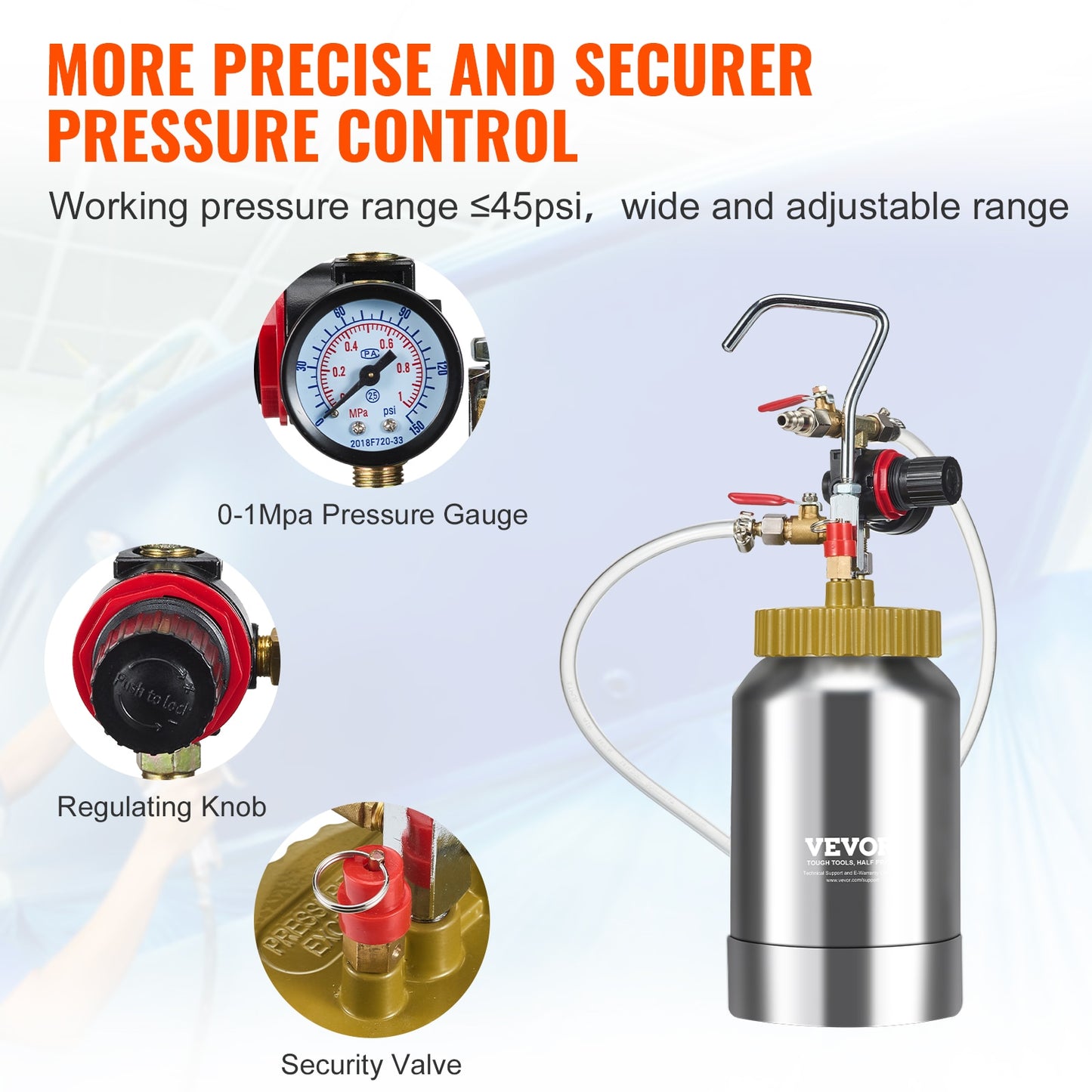 VEVOR 2L/0.5gal Spray Paint Pressure Pot Tank Lightweight Air Paint Pressure Po image 4