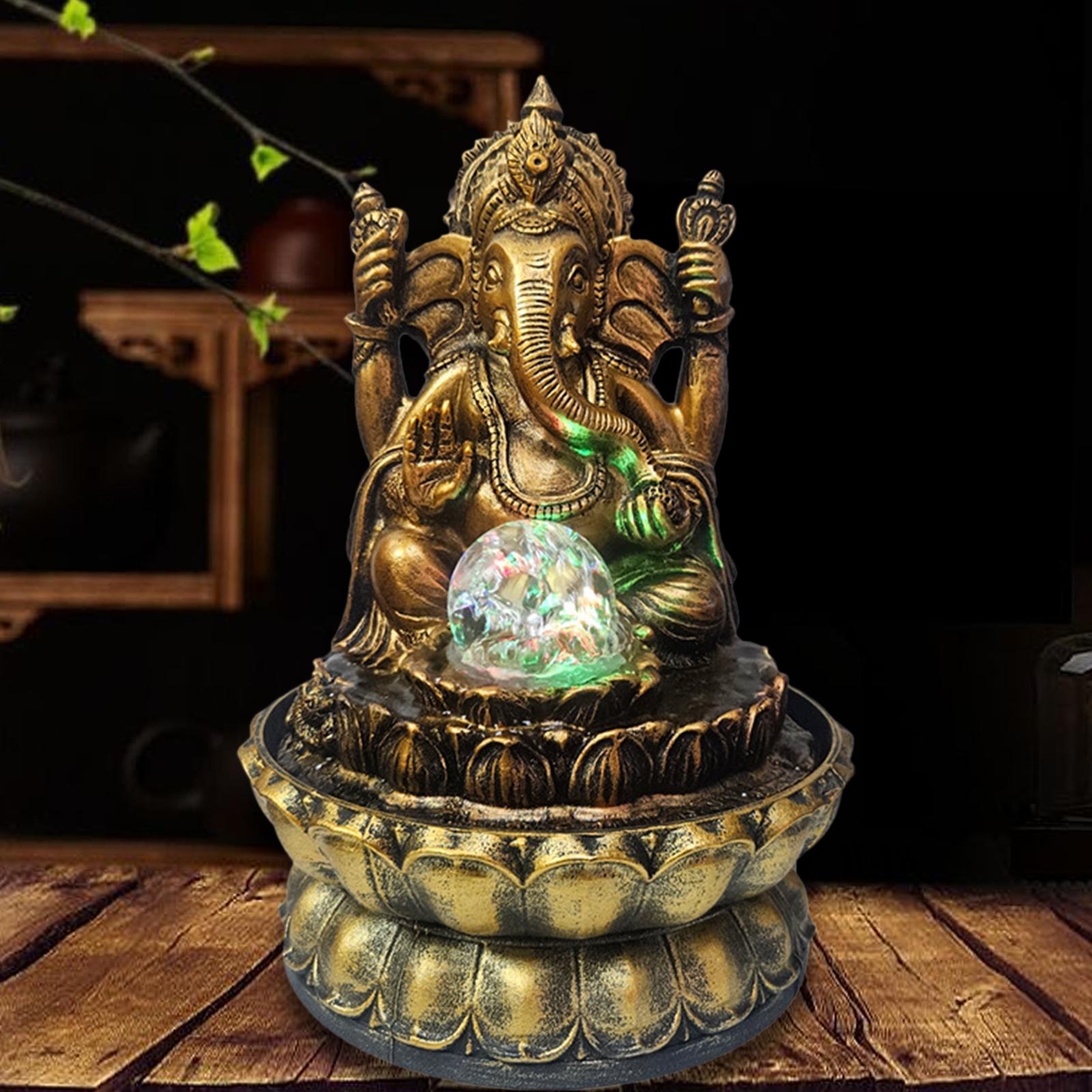 Resin Buddha Statue Indoor Water Fountain 110V Plug Table Ornament image 3