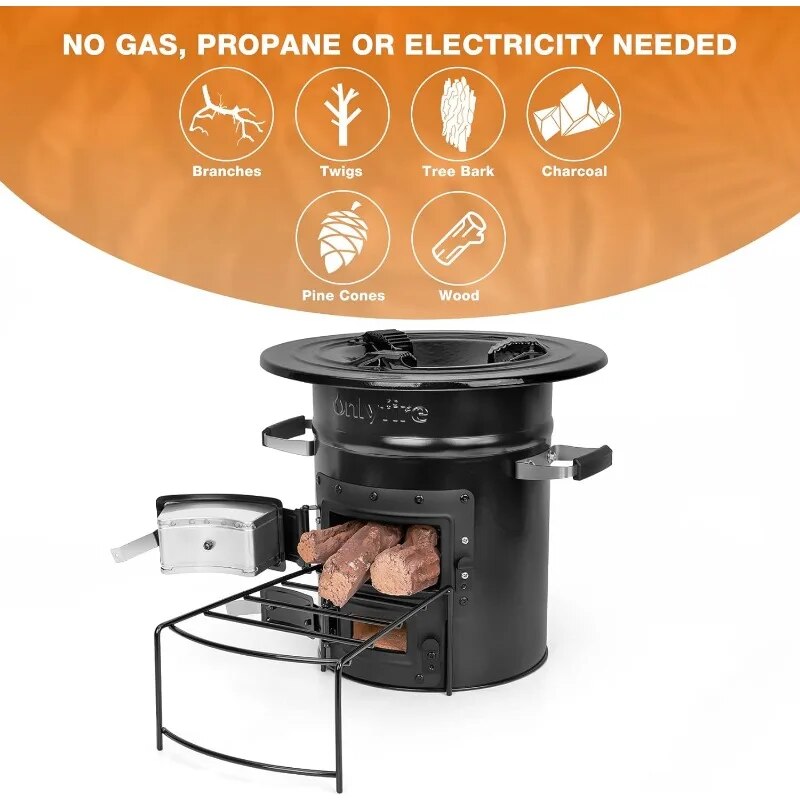 Onlyfire Camping Rocket Stove, Outdoor Portable Wood Burning Camp Stove with Hi image 2