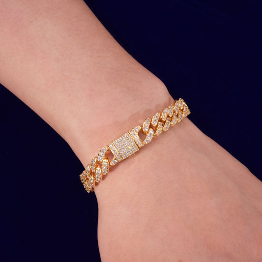 10mm Gold Color Miami Cuban Link Bracelet Bling Women Jewelry AAAA Zircon image 0