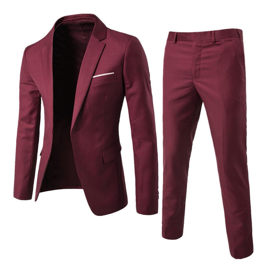 Fashion Slim Waist 2 Pieces Set Wedding Suits For Men Slim Suit Jacket Pant Ves image 0