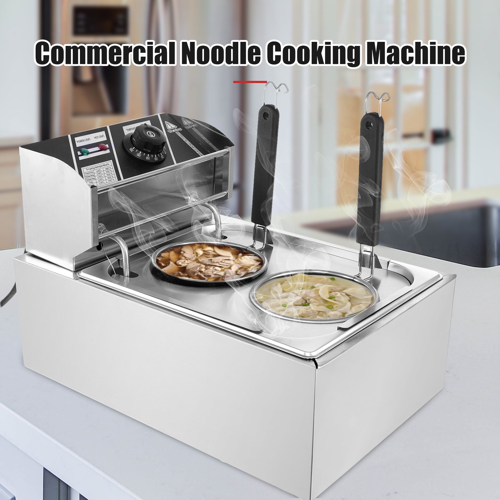 1500W Noodle Pasta Cooker Machine Two Baskets Kitchen Utensils Multi-Purpose Ma image 5