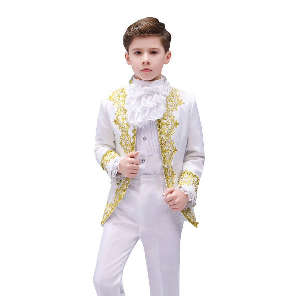 Boys European Style Court Drama Costume Children Golden Flower Stage Prince Cha image 4