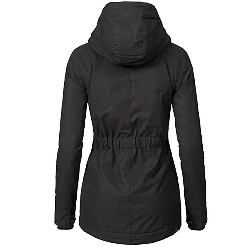 Women's Winter Coat Warm Solid Plush Thickened Long Jacket Outdoor Hiking Hoode image 3