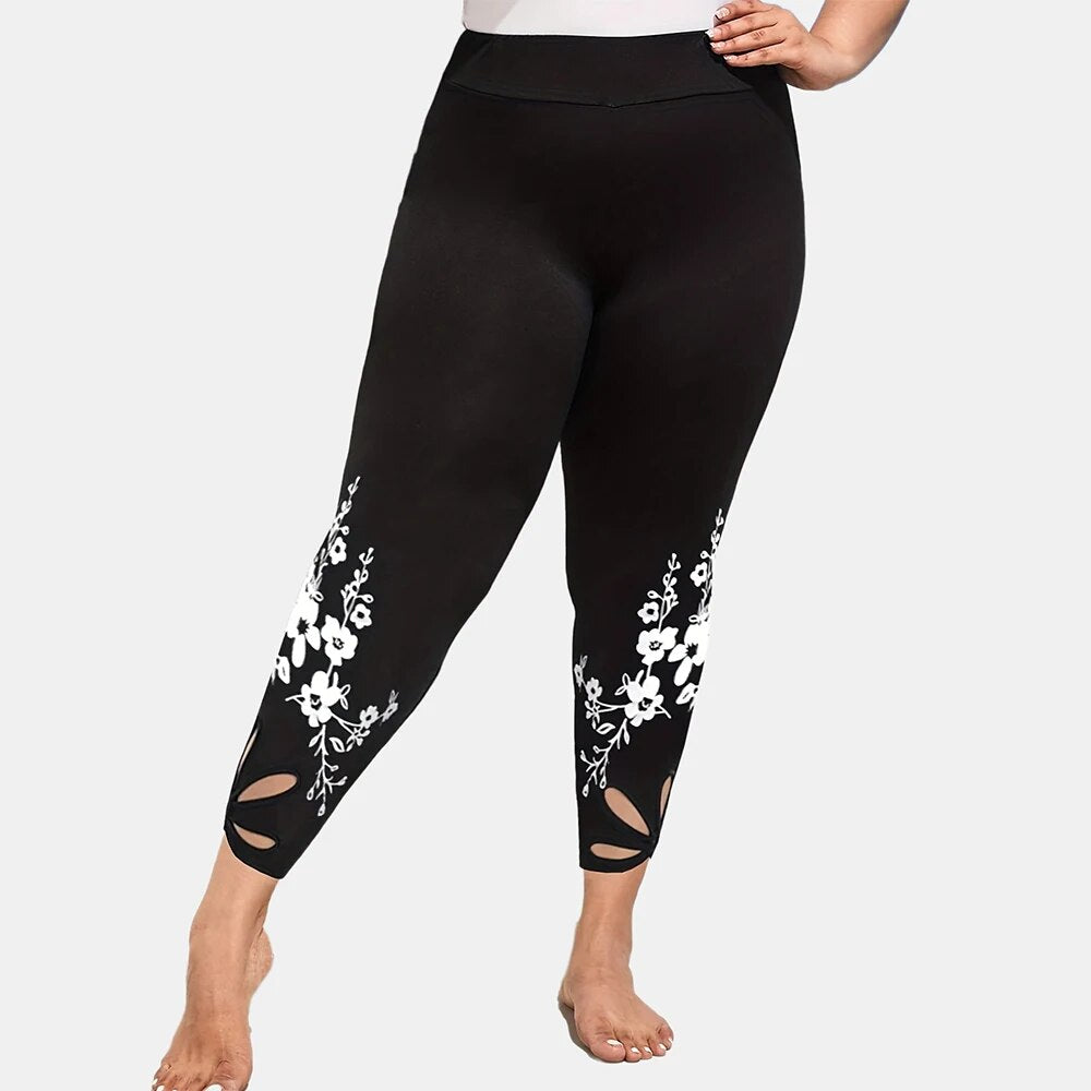 plus size Women's Yoga leggings cut out abdominal hip lifting high waist fitnes image 1