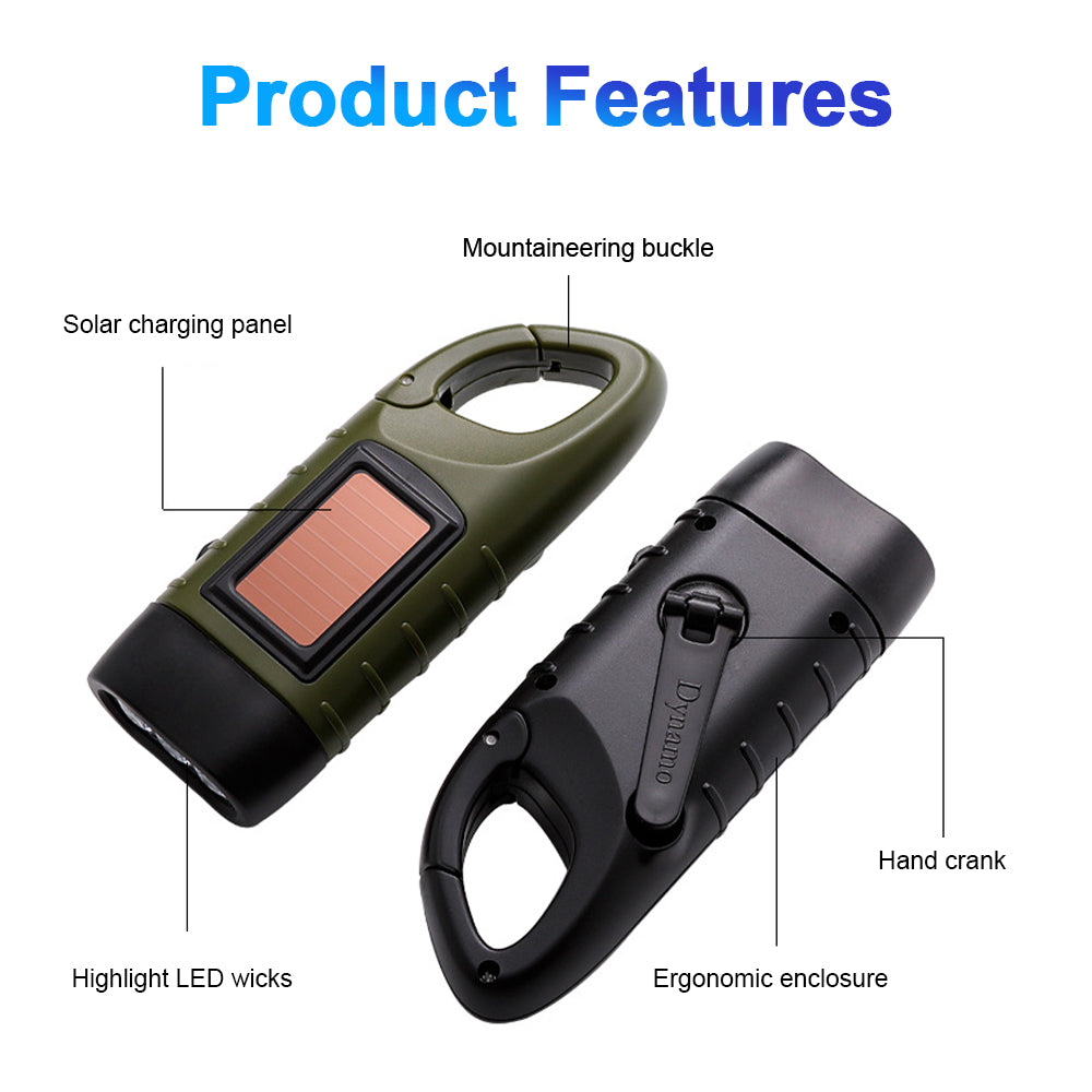 Hand Crank Solar Powered Flashlight, Emergency Rechargeable LED Flashlight, Sur image 4