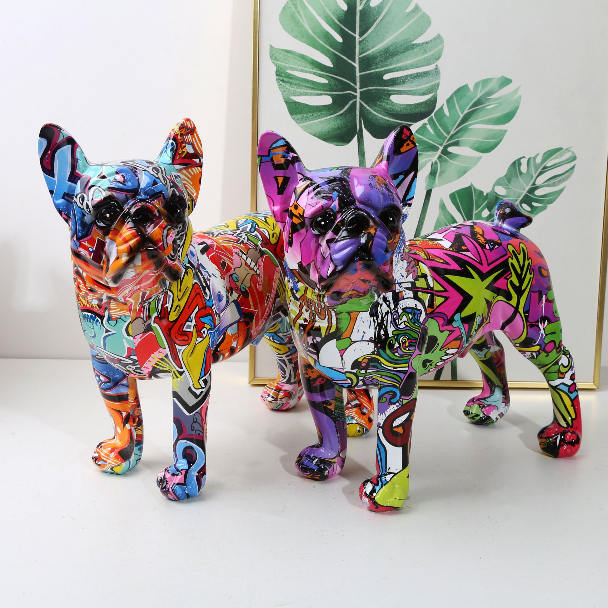 Nordic Painting Graffiti L/S French Bulldog Creative Resin Crafts Home Decorati image 2