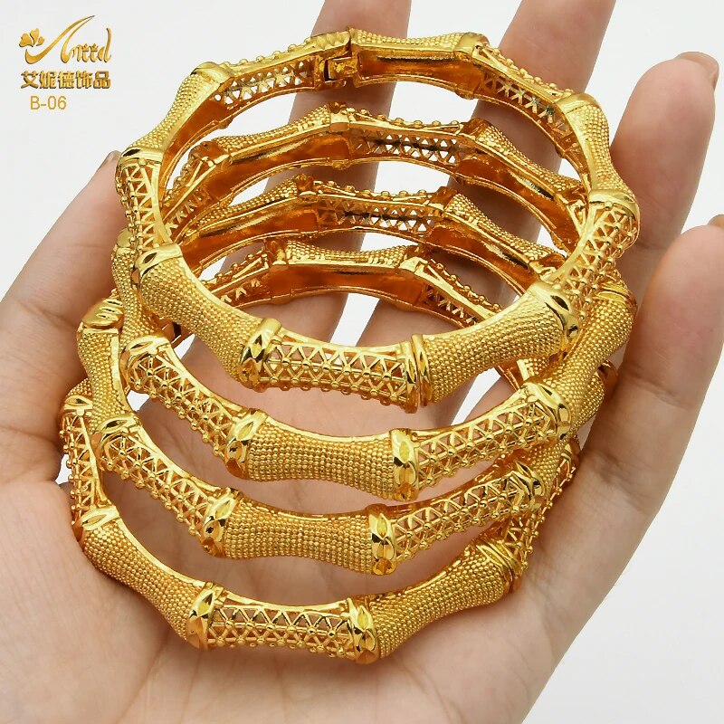 ANIID Dubai Bangles 24K Gold Color African Bracelet For Women Wholesale Designe image 26