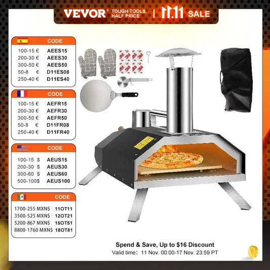 VEVOR Portable Pizza Oven Good Insulation Effect 304 Stainless Steel Foldable F image 0
