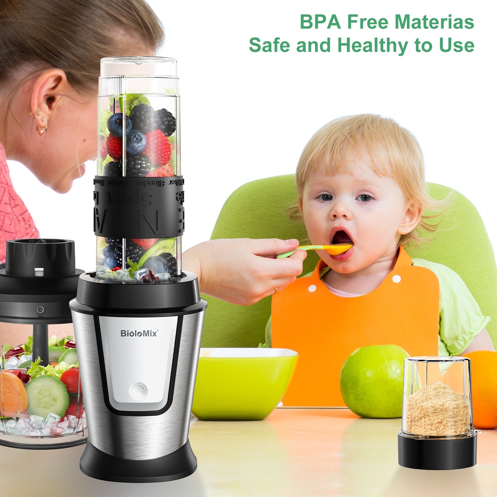 BioloMix 3-in-1 Multifunctional Food Processor 700W Portable Juicer Blender Per image 5