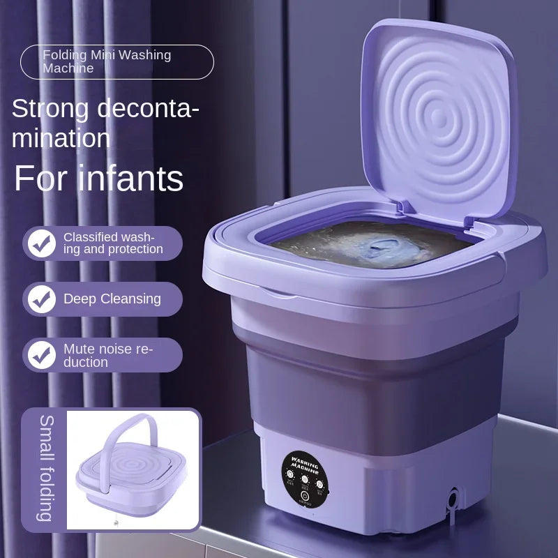 8L Portable Folding Washing Machine Bucket for Clothes Socks Underwear Cleaning image 5