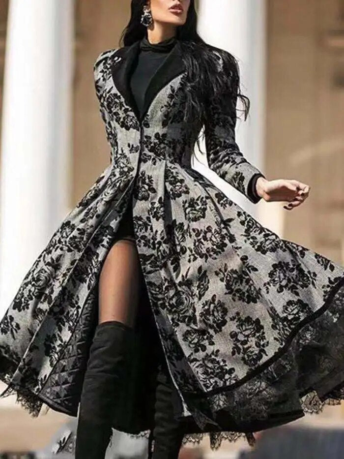 Women's Dress Autumn Winter Women's Coat 2022 Women's autumn winter lace stitch image 2