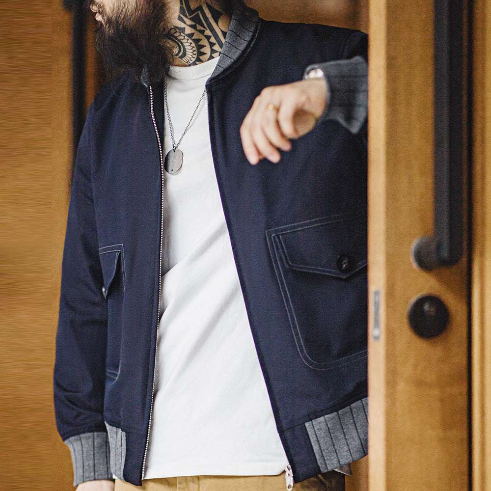 Maden Retro A1 Pilot Jacket Bomber Short Contrasting Color Patchwork Baseball J image 0