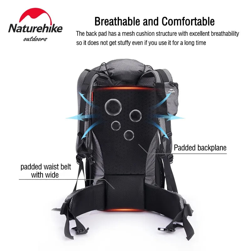 Naturehike Hiking Backpack Outdoor Sports Bag 60+5L Large Capacity Ergonomic De image 6