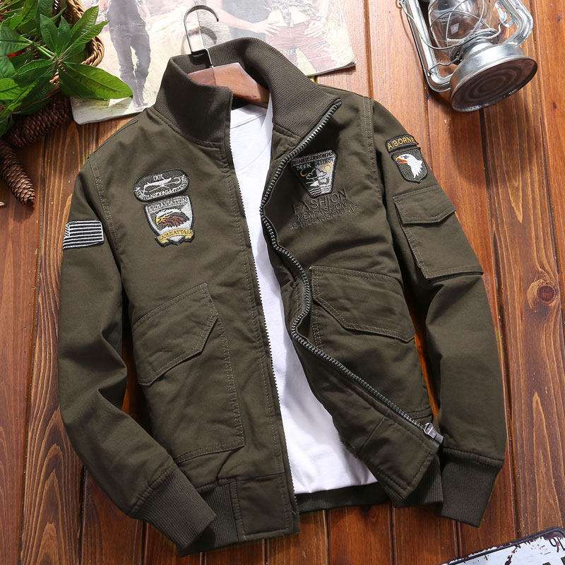 Outdoor Aviator Bomber Jacket Men's high quality Vintage Embroidered Windbreake image 1