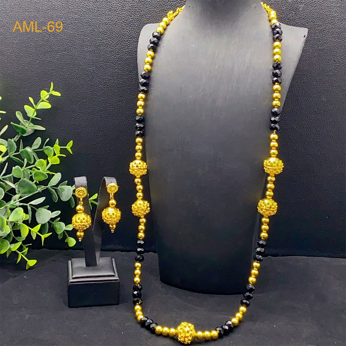ANIID Ethiopian 24k Gold Color Long Chain Necklace And Earrings Sets For Women image 2