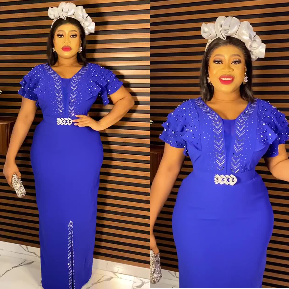Elegant African Party Dresses for Women Plus Size Turkey Wedding Evening Gown D image 0