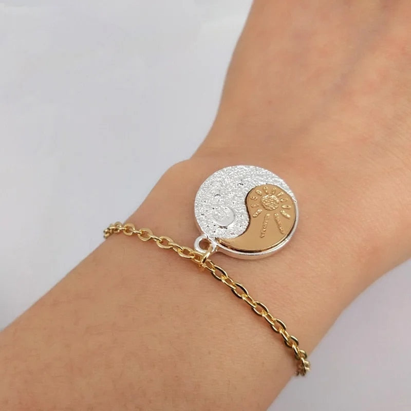 hzew new Pair Of Celestial gold Sun And silver color Moon bracelet Best Friends image 7