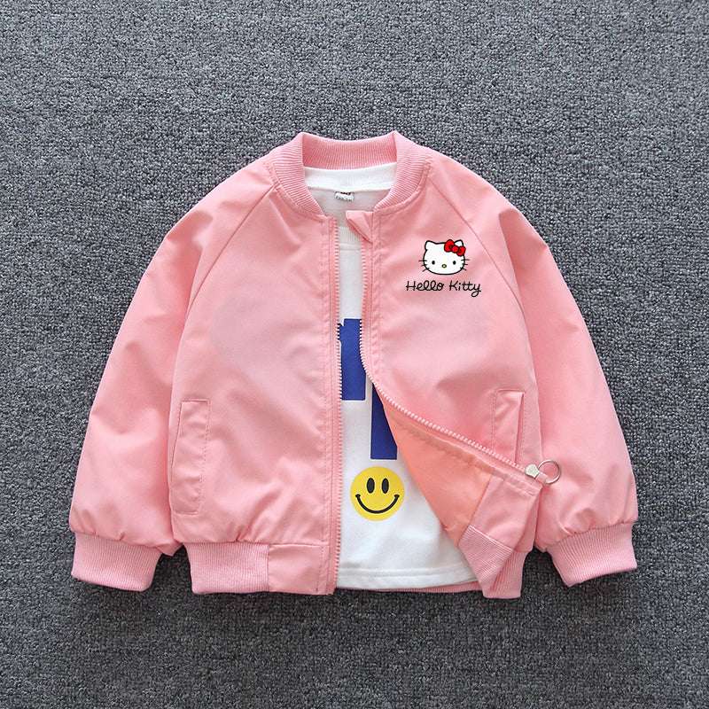 Sanrio Hello Kitty Girls Jacket Coats 2024 Spring Autumn Baby Kids Cartoon Long image 4