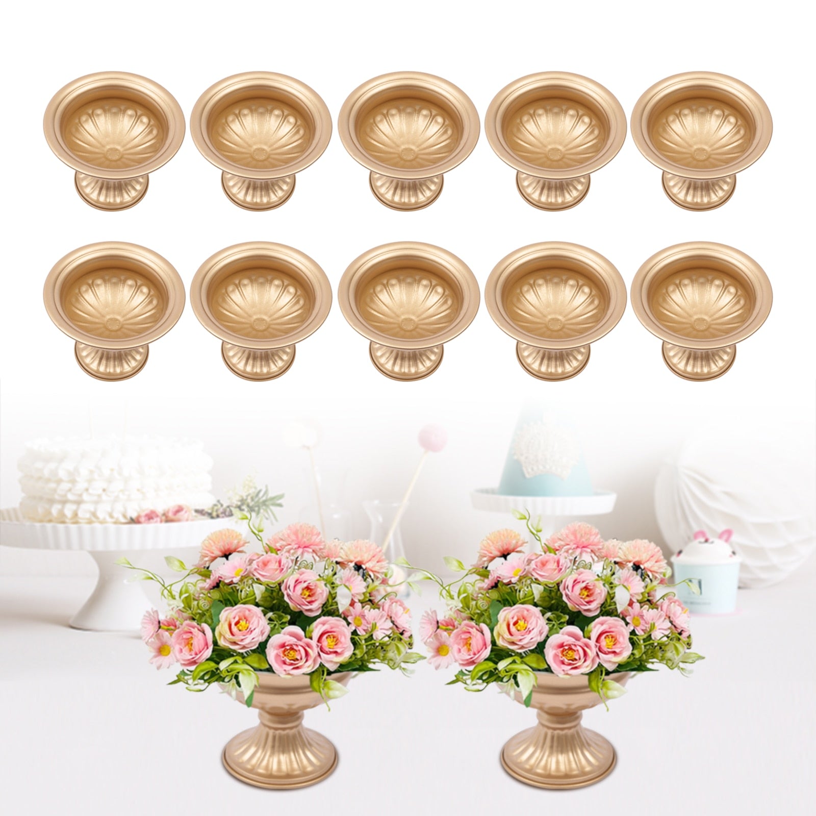 10pcs Baking Lacquer DIY Flower Trumpet Vase Tabletop Wedding Party Centerpiece image 2