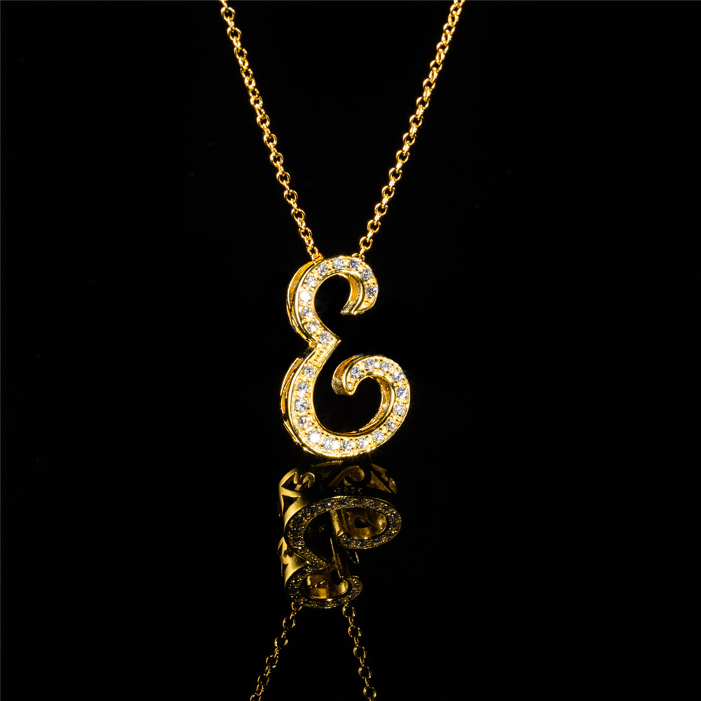 ANDYWEN 925 Sterling Silver Gold Long Chain Alphabet 26 Leter A W Pendant K H I image 6
