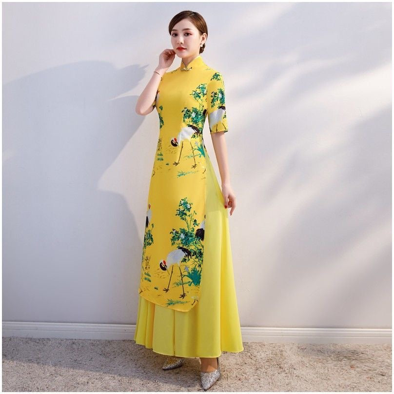 Oriental Elegant Slim Qipao Women Modern National Style China Costume Chinese T image 0