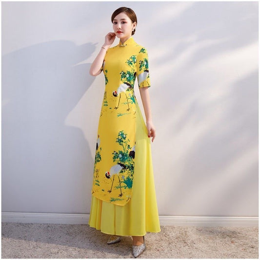 Oriental Elegant Slim Qipao Women Modern National Style China Costume Chinese T image 0