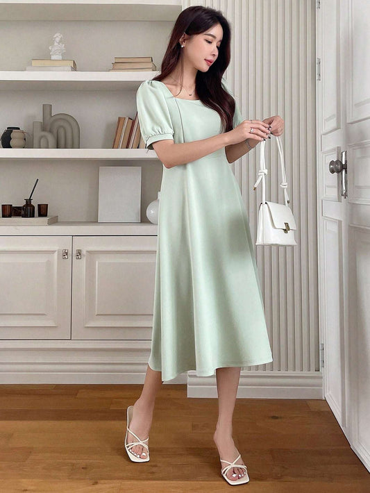 DAZY Square Neck Puff Sleeve A-line Dress