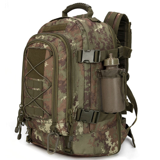 Mochila táctica militar Molle de 60 litros para hombre, ideal para senderismo, escalada y actividades al aire libre.