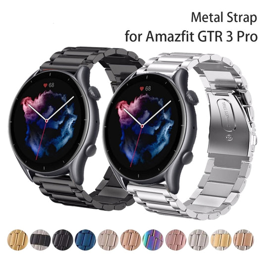 سوار ساعة Amazfit GTR 4 3 Pro مقاس 22 مم مصنوع من الفولاذ المقاوم للصدأ وحزام معدني