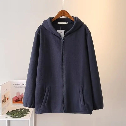 Chaqueta con capucha de talla grande para mujer, otoño e invierno, manga larga, doble cara