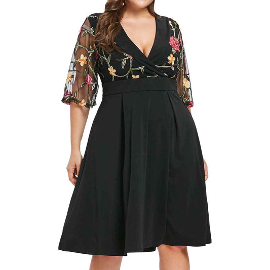 Vestido tipo túnica con estampado floral de talla grande para mujer, manga corta, elegante, estilo tribal, para primavera