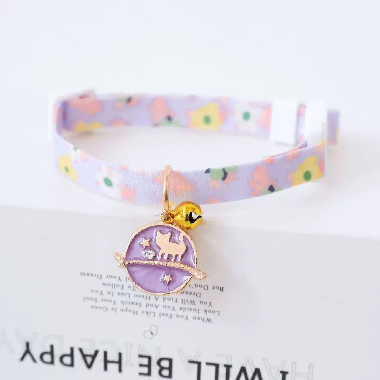 Collar de seguridad para gatos con estilo Ins Moon Cat, lazo para perros pequeños, correa ajustable para el cuello para PU