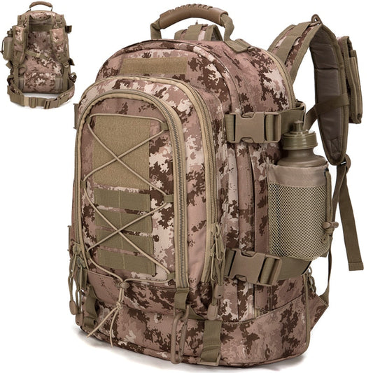 Mochila táctica militar Molle de 60 litros para hombre, ideal para senderismo, escalada y actividades al aire libre.