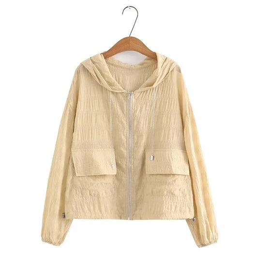 Ropa de mujer de talla grande Chaqueta casual de verano Color sólido Protección solar Clo