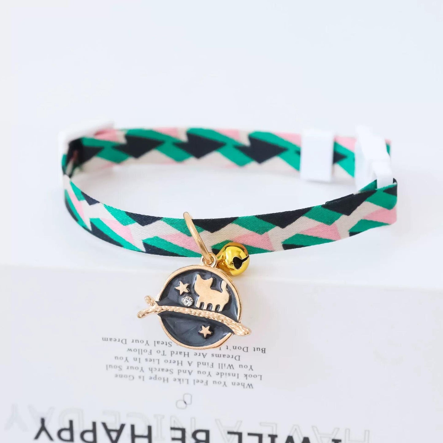 Collar de seguridad para gatos con estilo Ins Moon Cat, lazo para perros pequeños, correa ajustable para el cuello para PU