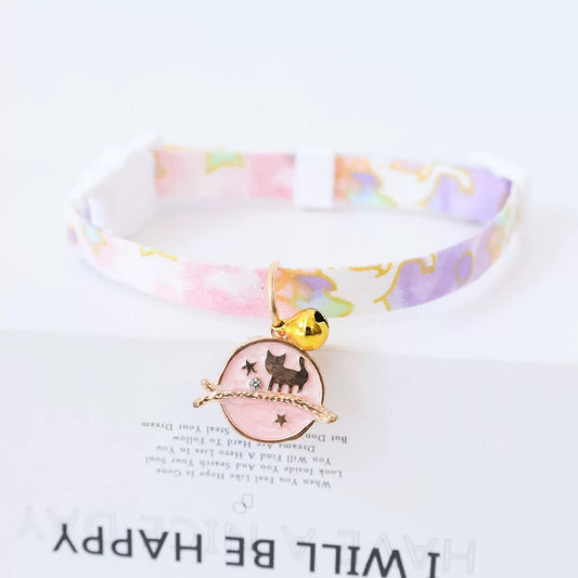 Collar de seguridad para gatos con estilo Ins Moon Cat, lazo para perros pequeños, correa ajustable para el cuello para PU