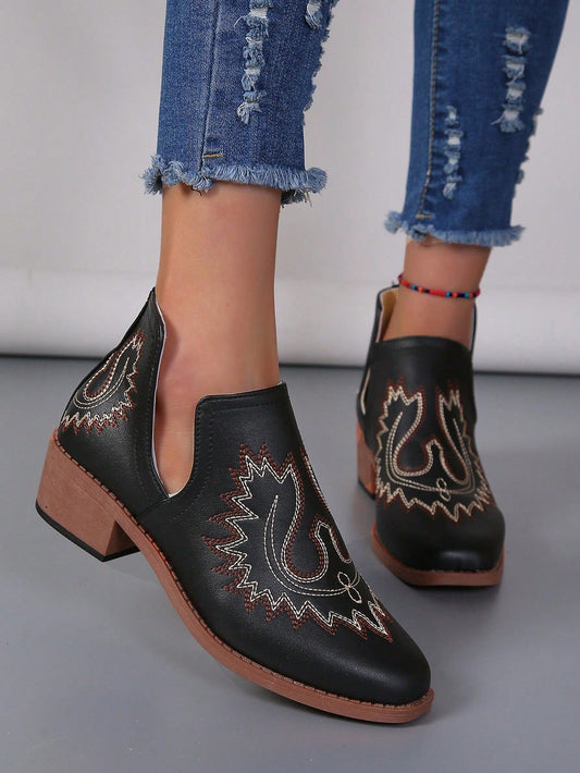 Botines de moda para mujer, botas sin cordones con detalle de costura