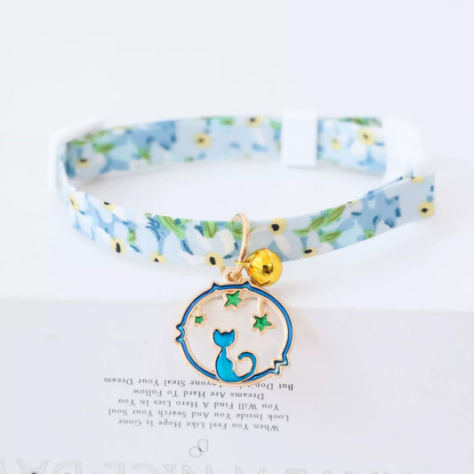Collar de seguridad para gatos con estilo Ins Moon Cat, lazo para perros pequeños, correa ajustable para el cuello para PU