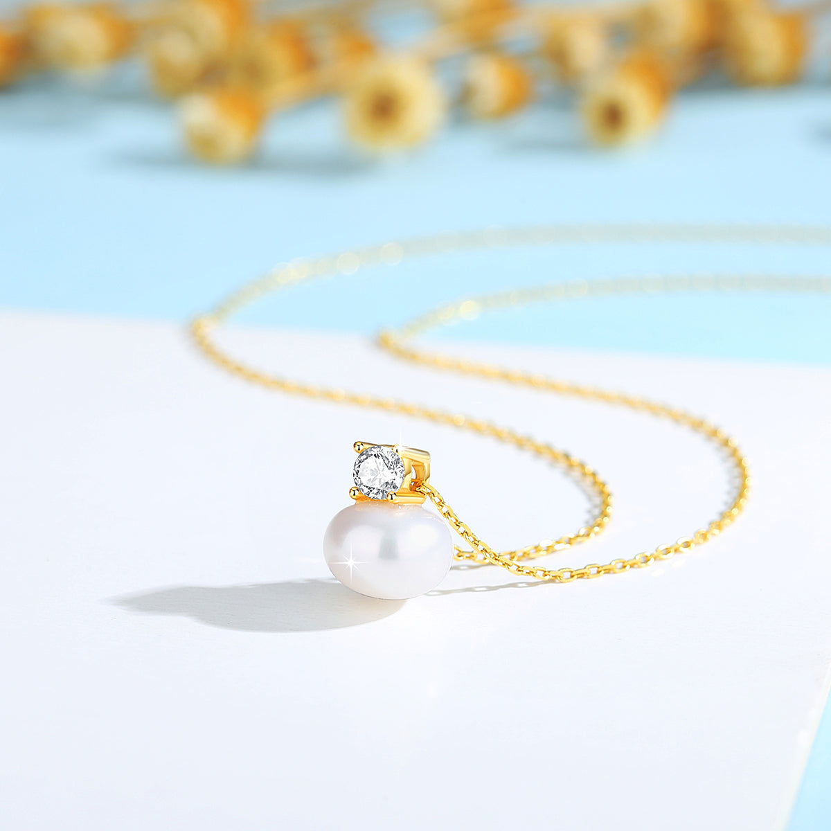 100% Real 18K Gold Pearl Necklace With Moissanite Stone Luxury AU750 K Gold Pen image 6